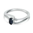 thumbnail image 3 of 10k White Gold Oval Sapphire And Diamond Wave Ring, 3 of 6