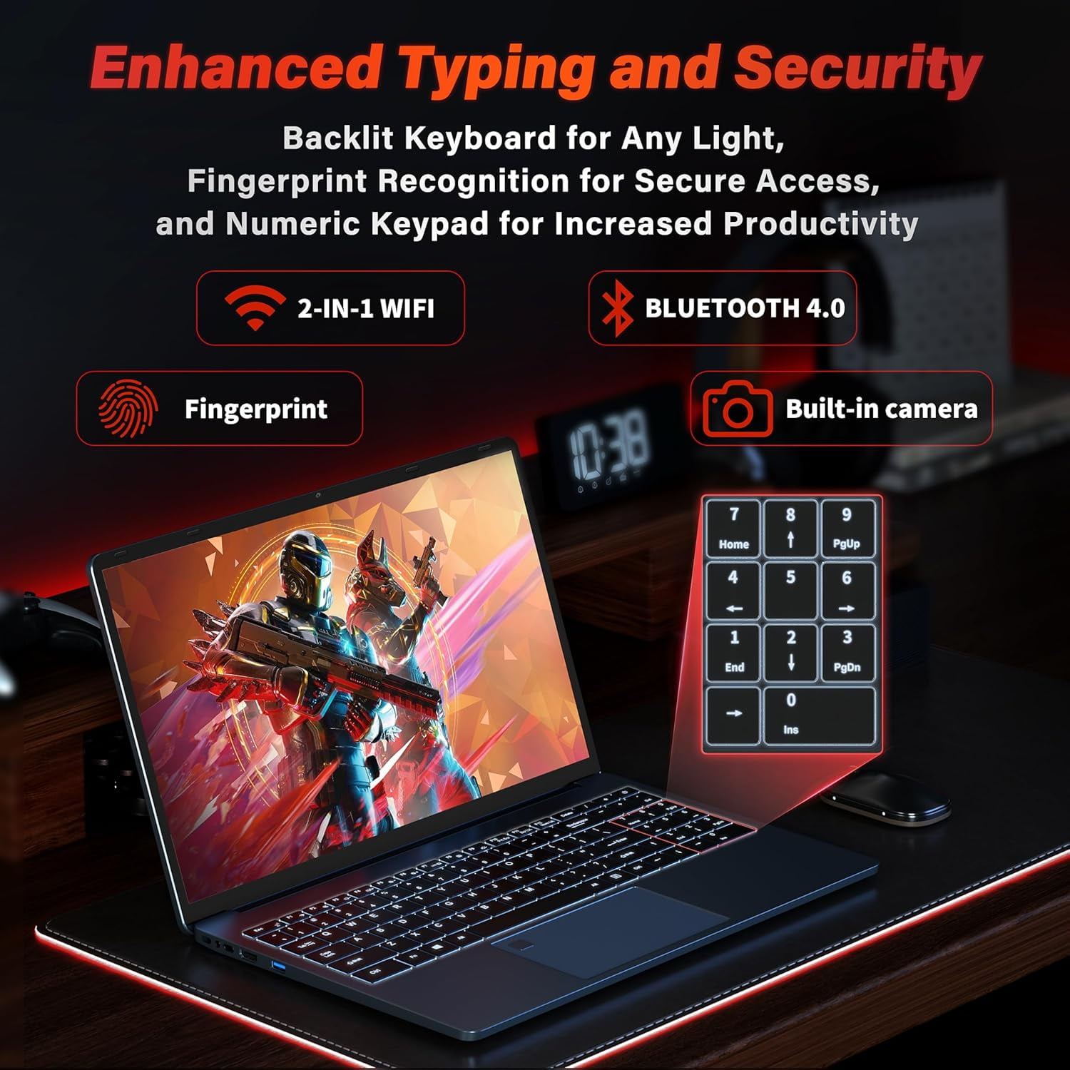 Ultra-Slim 15.6'' FHD Gaming Laptop, In tel N95, Nvidia GTX 1060