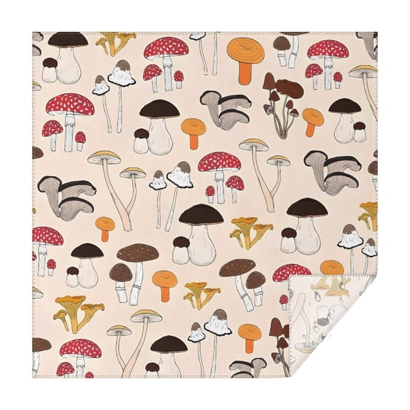 Colorful Mushroom Assortment Light Pink Pattern Square Tablecloth,Waterproof Square Table Cover,Wipeable Spillproof Washable Table Cover for Home Kitchen Party Decor 42"X42"(107x107cm)