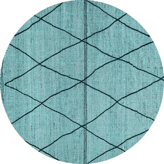 Ahgly Company Indoor Round Abstract Light Blue Modern Area Rugs, 6' Round