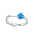 thumbnail image 4 of Blue Simulated Opal Quatrefoil Flower Ring .925 Sterling Silver Band CZ Jewelry Female Size 10, 4 of 4