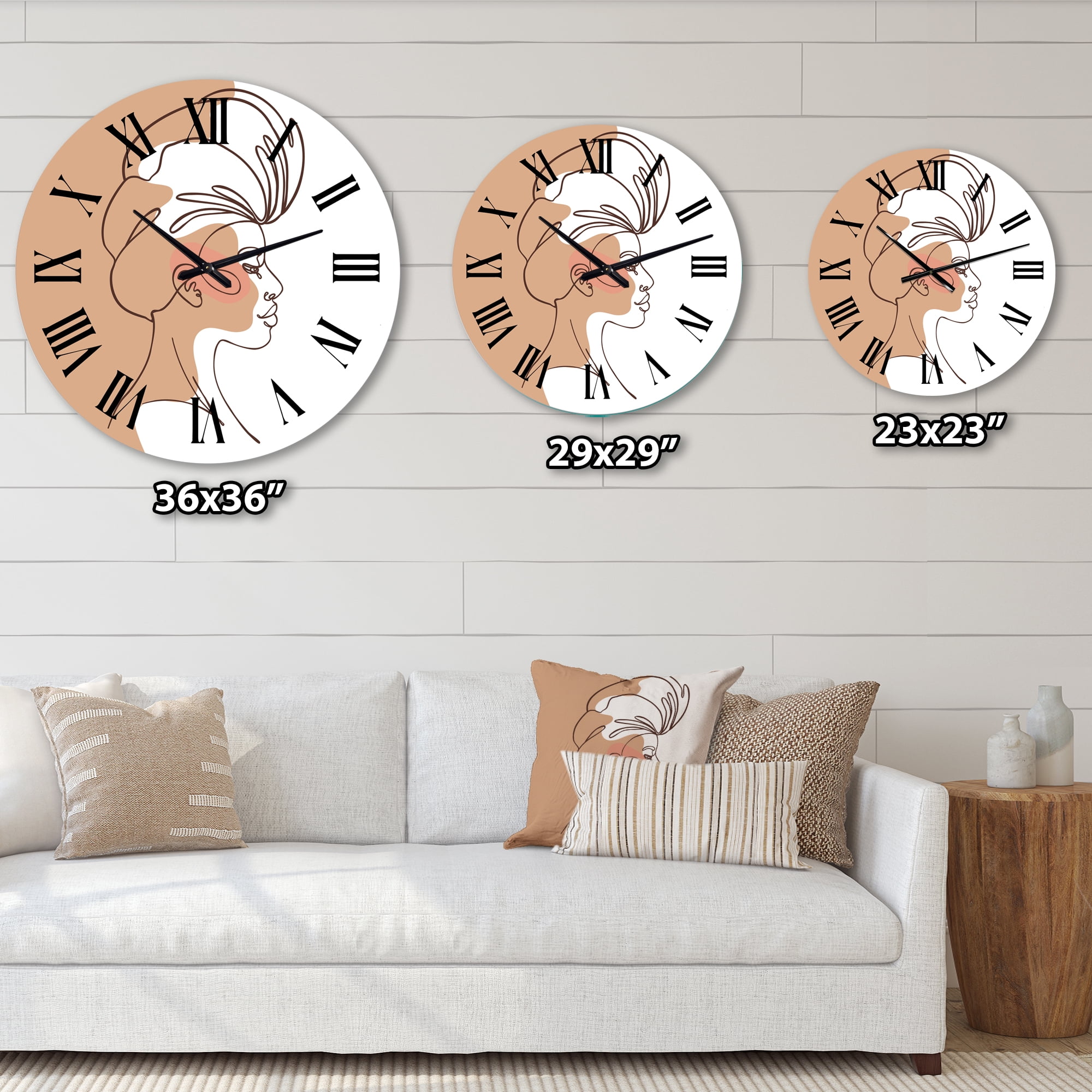 Designart 'One Line Portrait Of African American Woman Ii' Modern Wall Clock