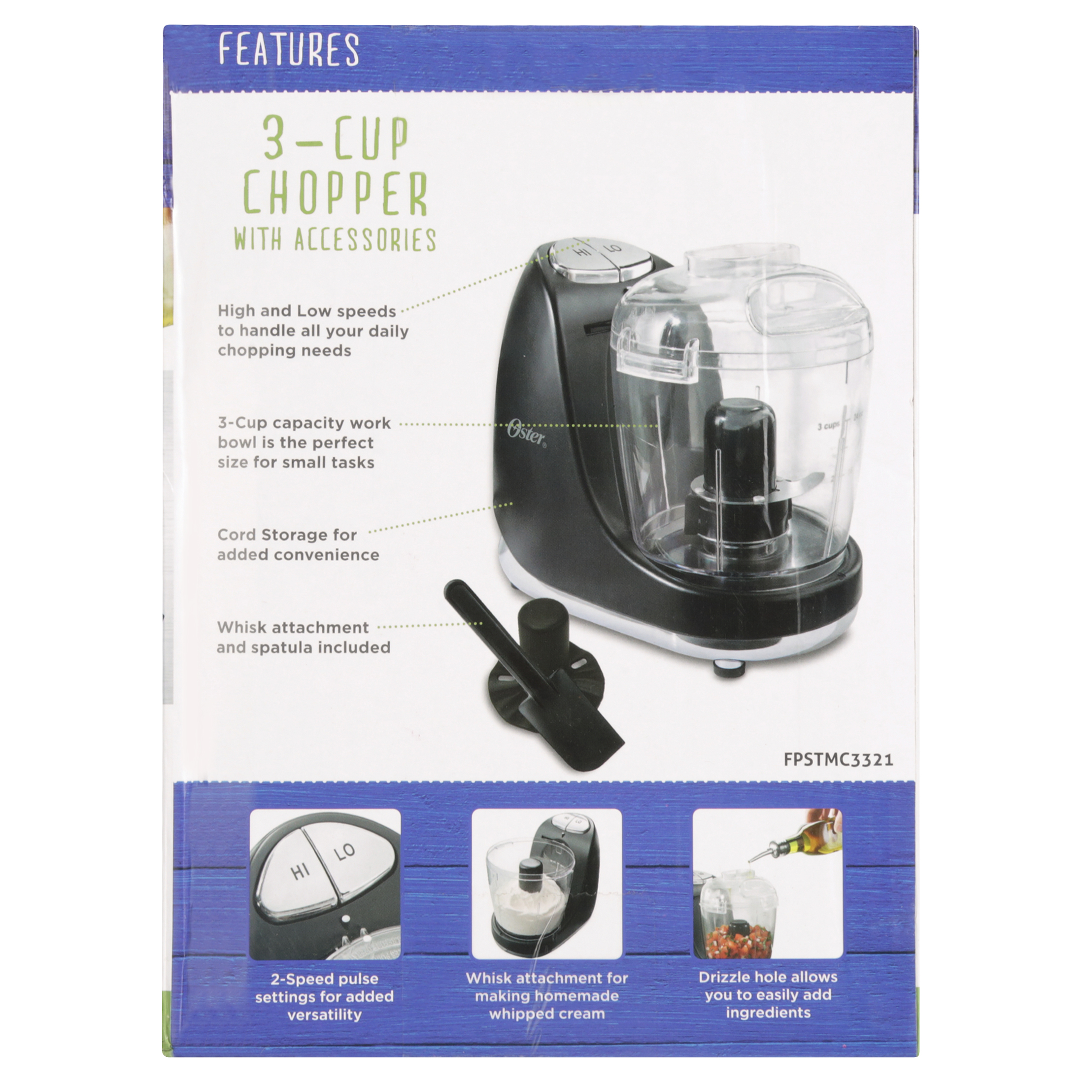 Oster Cup Black Mini Food Chopper with Whisk