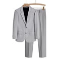 thumbnail image 2 of LYSMORA 2026 Men's 2 Piece Single Button Suit Set, Notched Lapel Long Sleeve Blazer & Matching Trousers Multi Pockets Business Wedding Interview Formal Outfit, 2 of 5