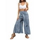 thumbnail image 2 of VISgogo Pantalones casuales de playa para mujer, pantalones anchos de cintura alta con vendaje delantero, S/ M/ L/ XL VISgogo moda, 2 of 8