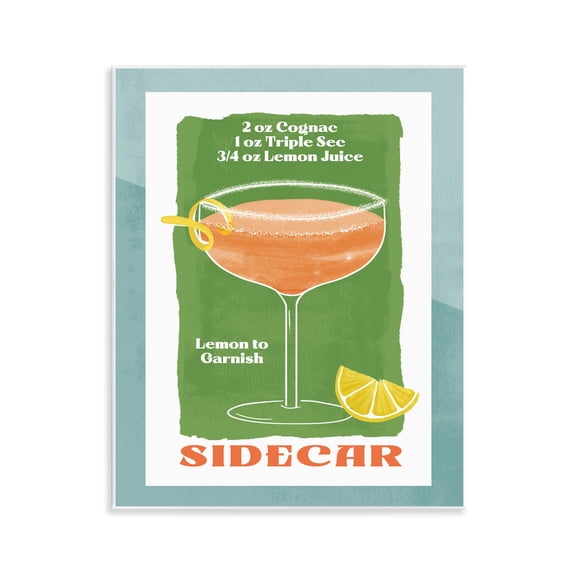 Stupell Industries Retro Sidecar Recipe Food & Beverage Painting Unframed Art Print Wall Art, 11 x 14