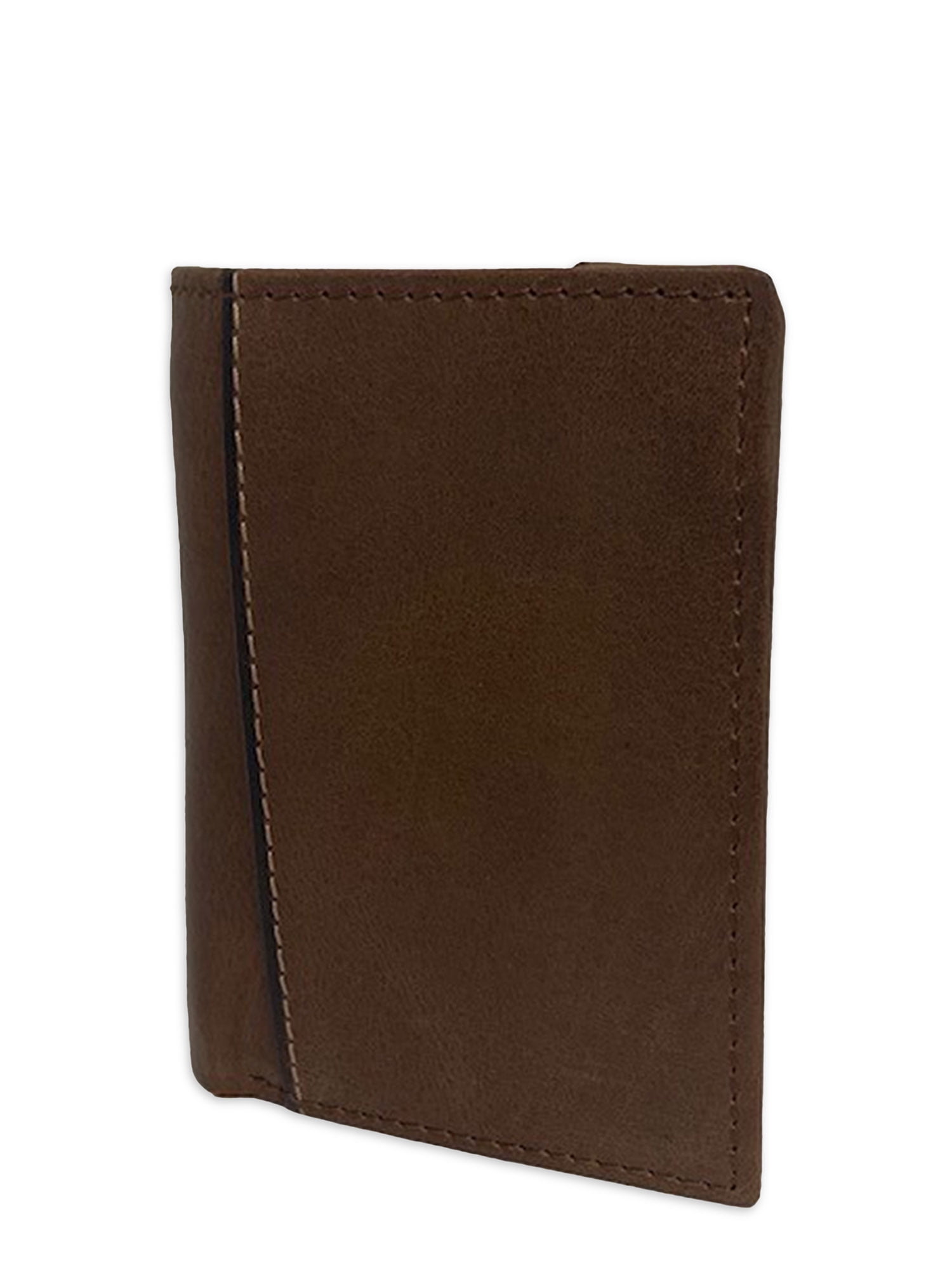 GEORGE Stitch Trifold Brown Leather Wallet 