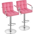 thumbnail image 1 of Taburete de Bar Yaheetech de Terciopelo Giratorio Ajustable Rosa 92-113 cm, 1 of 9