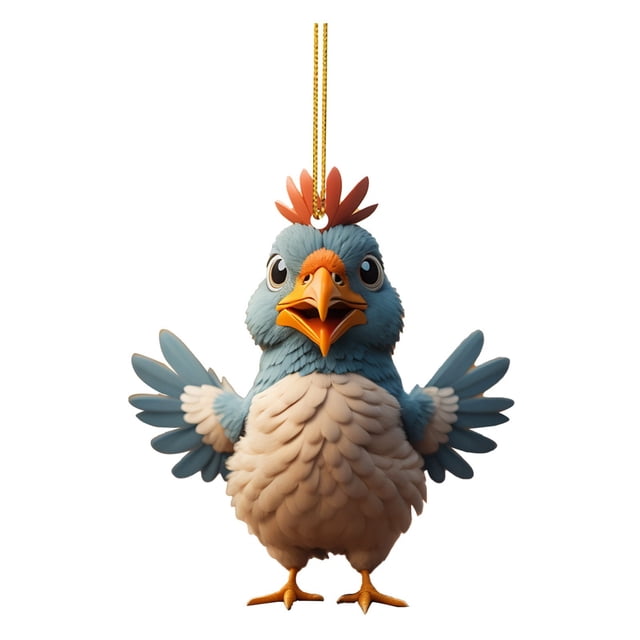 Fiudx Lindo Colgante de Gallo para Coche, Adorno para Árbol de Navidad, Regalo Divertido para Familiares y Amigos, Decoración Multiusos para Árboles, Coches y Bolsos, Regalo Festivo y de Cumpleaños,