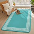 thumbnail image 3 of 5.25'x7.55' Area Rug for Living Room, Turquoise Non Slip Soft Large Rugs for Bedroom Dining Room Office, Washable Low Pile Rugs Kitchen Nursery Floor Mat Geometric Boho Ethnic Tile Chic Monochrome, 3 of 9