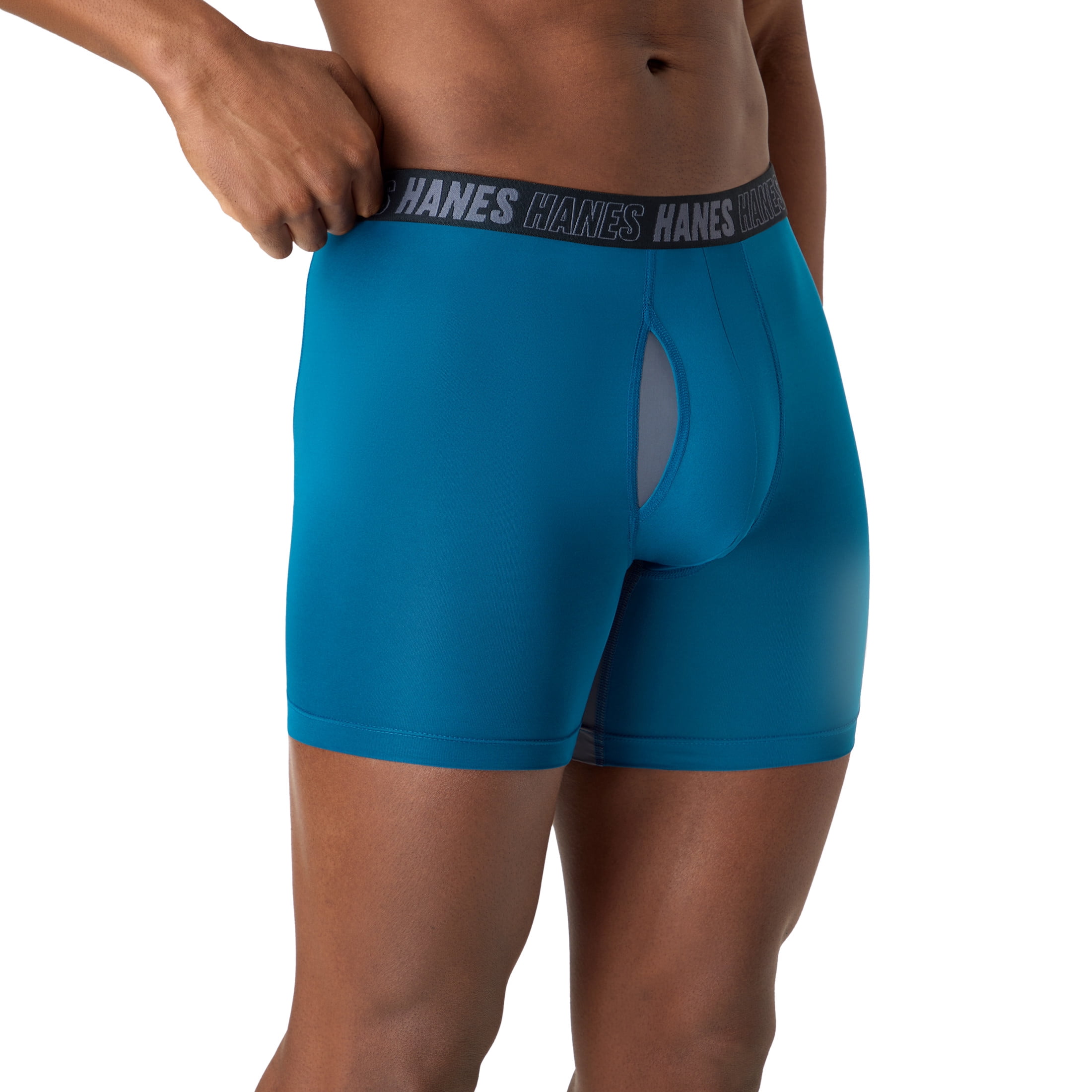 Hanes Mens Underwear Long Leg Boxer Briefs, 3-Pack, Moves Anti-Chafe with Total Support Pouch