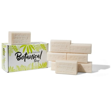 Australian Botanical Soap - Goats Milk & Soya Bean - Long Lasting, Natural Soap Base, All Skin Types - Pack of 8