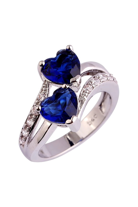 Summer Clearance Rings for Women 925 Sterling Silver Size 12 Explosion Zirconia Ring Jewelry Double Peach Heart Ring