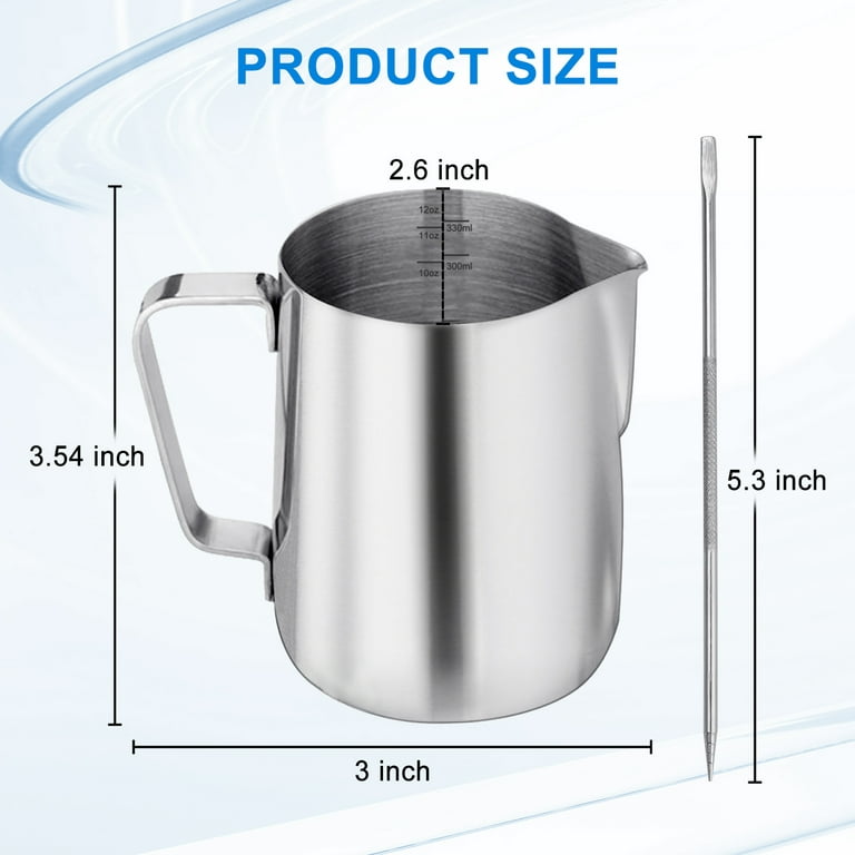 Inevoc Milk Frothing Pitcher 12oz/350ml,Stainless Steel Milk Frother Cup  for Milk Coffee Cappuccino Latte Art with Espresso Distribution Tool,16 Pcs  Coffee Decorating Stencils,Latte Art Pen and Towel - Yahoo Shopping