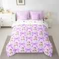 thumbnail image 2 of Manfei Kawaii Bow Tie Bedding Comforter Set 7pcs,Chic Christmas Snowmen Queen Bedding Sets,Purple White Queen Sheet Sets For Boys Girl,Luxury Bedroom Decor Reversible, 2 of 8