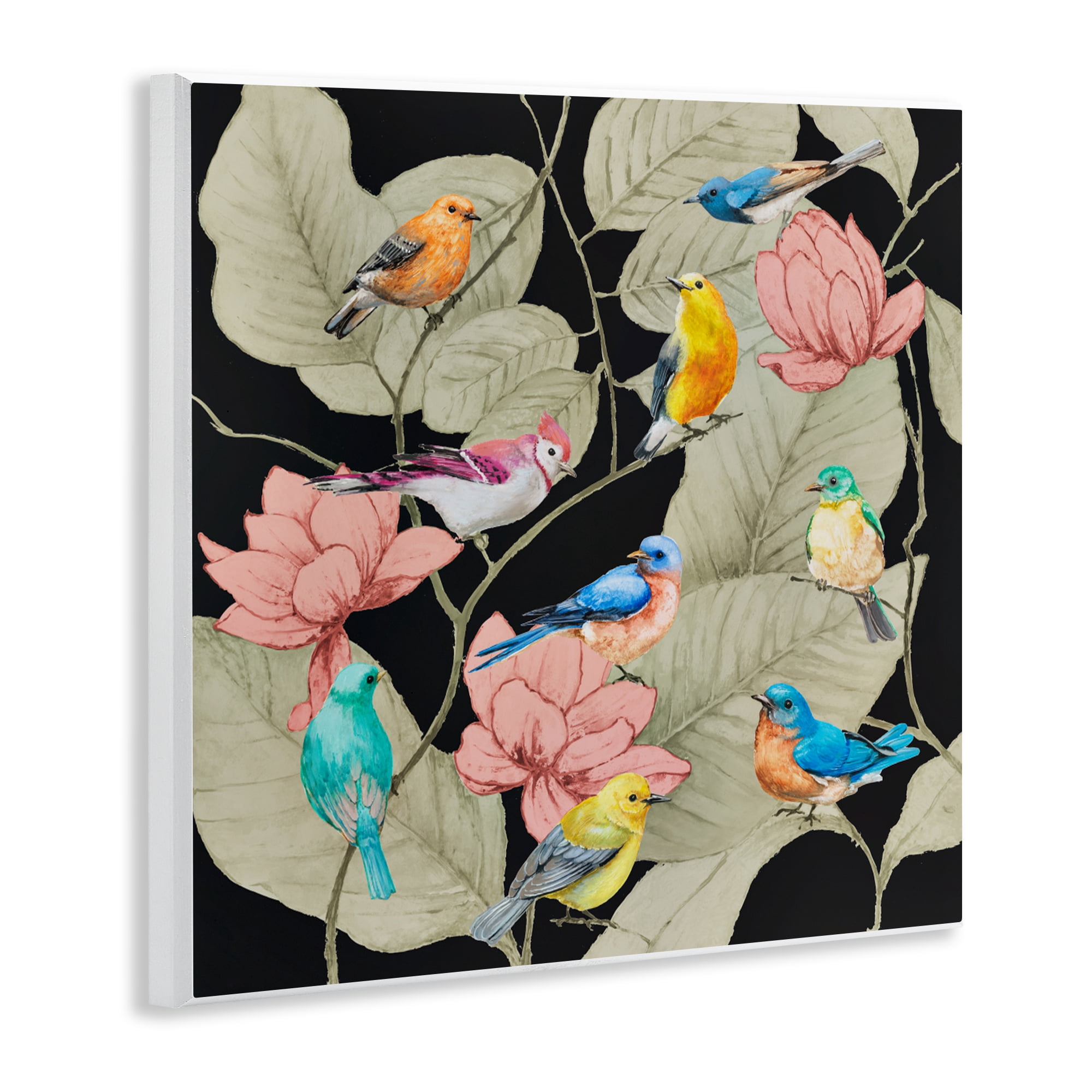 Stupell Industries Colorful Birds & Leaf Motif Wall Plaque Art, design by Lorenzo Collective