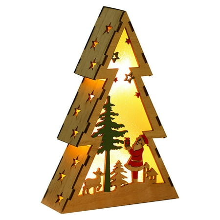 

Big sale! Hmlai Christmas Tree Shape Night Light A Night Light Christmas Tree Wooden Night Light Christmas Tree Shape Luminous Desktop Ornaments Led Christmas Decorations (Count: 1X Night Light)