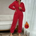 thumbnail image 2 of Womens Pajamas Set Womens Pajama Sets Cozy Women's Jumpsuit Pajamas - Stylish Hooded Loungewear for Comfort and Warmth in Autumn and Winter Season, 2 of 3