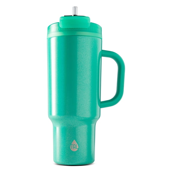 TAL Stainless Steel Hudson Tumbler with Straw 40 fl oz, Shimmering Green