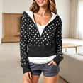 thumbnail image 5 of HCYSFG Polka Dot Jacket For Women Drawstring Hooded Long Sleeve Full Zip Fleece Thermal Soft Loose Fit Y2K Streetwear Crop Winter Sweatshirts, 5 of 6