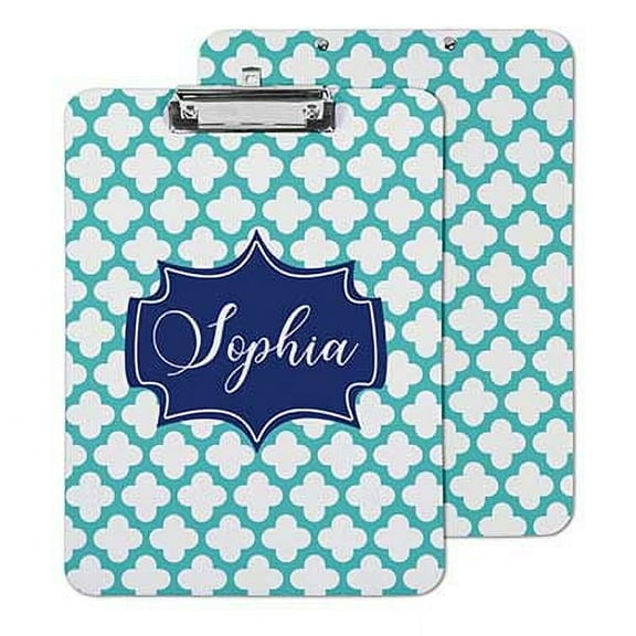 Printtoo Dry Erase Personalized Decorative Clipboard for Office School Hardboard Letter Size Printed Paperboard With Free Marker & Eraser,Quatrefoil-9x12.5 Inches