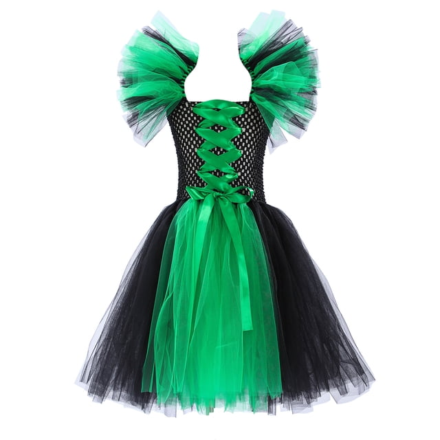 WEAIXIMIUNG Jolies Robes d'Été pour Filles 12-14 Tout-Petits Enfants Bébés Filles Magnifique Sorcière Robe Noire Déguisement Robes de Fête 2