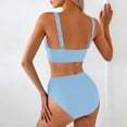 thumbnail image 5 of Fesfesfes Swimsuit for Women's Bikini Solid Set Swimsuit Two Piece Beachwear Split Swimwear Solid Color Print High Waist Women's Fashion Bikinis Sets, 5 of 5