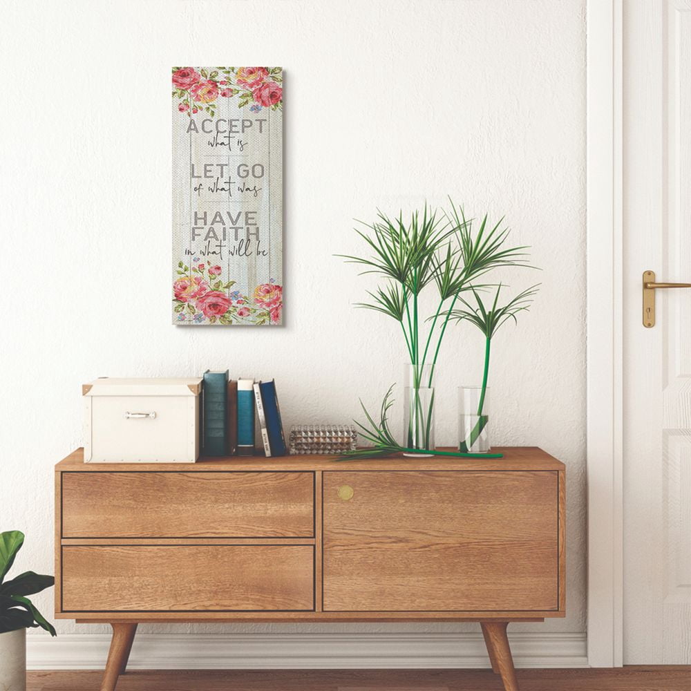 Stupell Industries Have Faith Religious Inspirational Flower Pink Design Canvas Wall Art by Stephanie Workman Marrott