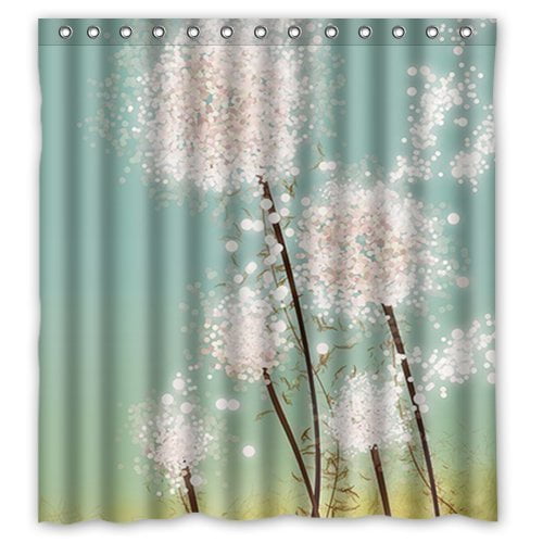 HelloDecor Dandelion loverDandelions Shower Curtain Polyester Fabric Bathroom Decorative Curtain Size 66x72 Inches
