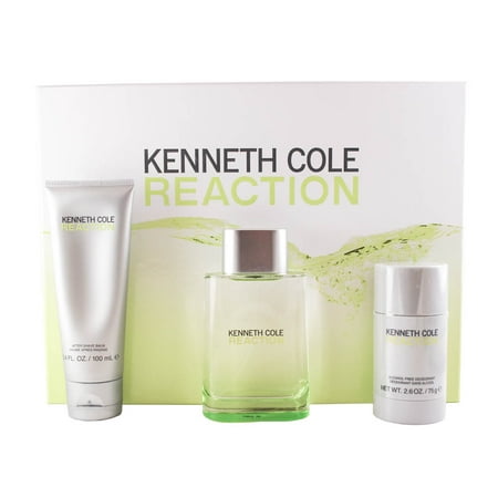 Boys Kenneth Cole 3 Piece - Kenneth Cole Reaction 3 Pc. Gift Set ( Eau De Toilette Spray 3.4 Oz + Aftershave Balm 3.4 Oz + Alcohol-free Deodorant Stick 2.6 Oz ) for Men by Kenneth Cole