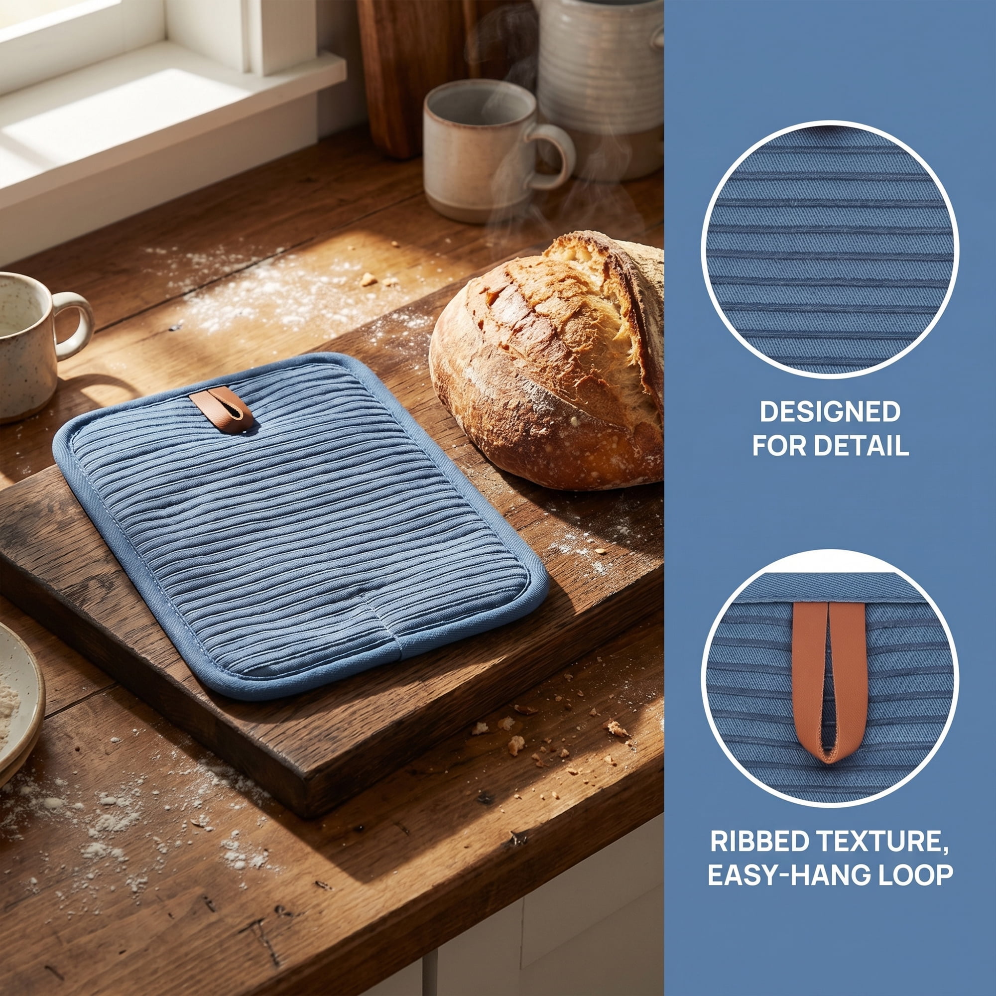 Unique Bargains Silicone Heat Resistant Trivets Non Slip Hot Pads Blue 1Pcs