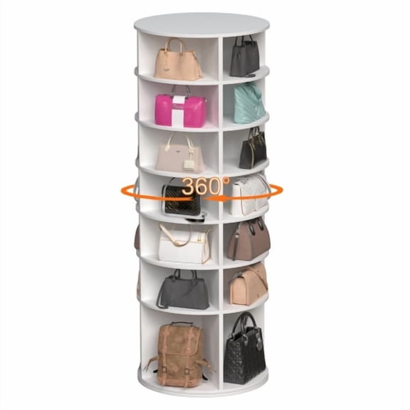 Rotating Shoe Rack Tower with Raised Base, 7-Tier Spinning Storage Rack, Free Standing 360° Revolving Shoe Organizer, Holds 28 Pairs of Shoes