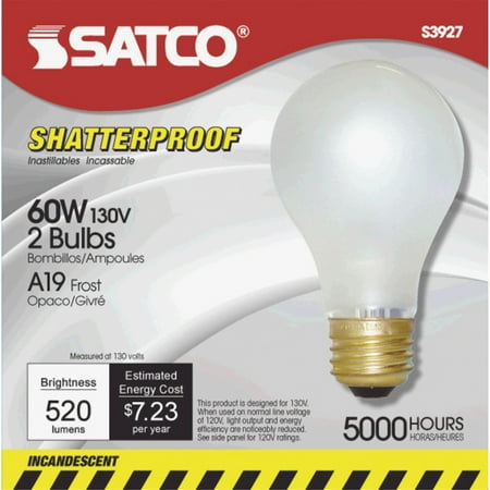 Blue Satco Incandescent Light Bulb - Satco A19 Incandescent Shatterproof Rough Service Light Bulb