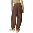 thumbnail image 2 of Women Casual Solid Color Drawstring Wide Leg Pants Autumn Loose Flowy Low Waisted Cinch Bottom Jogging Athletic Trousers, 2 of 7