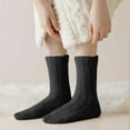thumbnail image 2 of Women Slipper Socks Solid Color Non Coral Stockings Winter Thermal Cozy Feet Mid Tube Socks Home Sleeping Gifts,Black, 2 of 4
