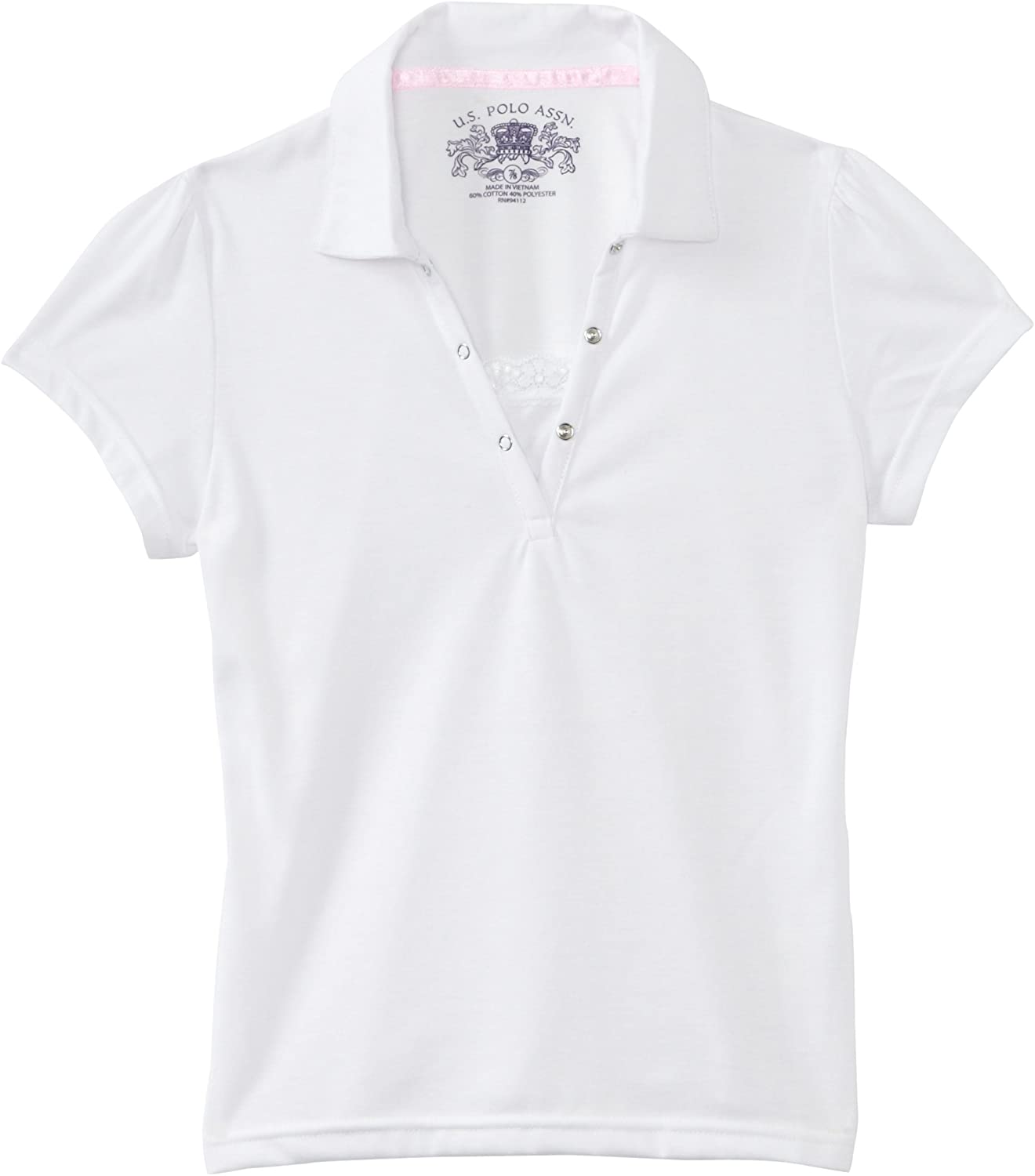 U.S. Polo Assn. Little Girls' Polo Shirt (More Styles Available), Jersey WhiteICZCK, 4