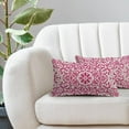 thumbnail image 2 of Hot Pink Ethnic Boho Pillow Covers 12 X 20 Inch Bohemian Carpet Style Vintage Flower Print Decorative Throw Pillows Outdoor Linen Lumbar Cushion Case Farmhouse Decor for Home Sofa Bed Set of 2, 2 of 6