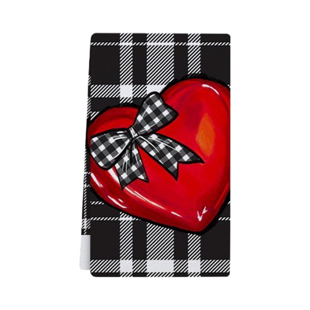 Cheapark Happy Valentines Day Kitchen Towels 23.6x15.8 Inches - Absorbent Tea Towel Drying Cloth, Practical Valentines Day Decor for Daily Kitchen Use