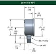 thumbnail image 2 of NOSHOK Pressure Gauge, 2" 304SS Case, Copper Alloy Internals, 30/60 psi/kPa, 1/4 NPT Male Bottom Conn, Glycerin Filled Gauge, 2 of 4