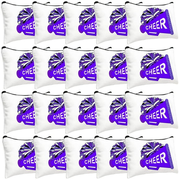 Bolsa de maquillaje Cosblank Cheer Teams de lona púrpura (20 unidades)