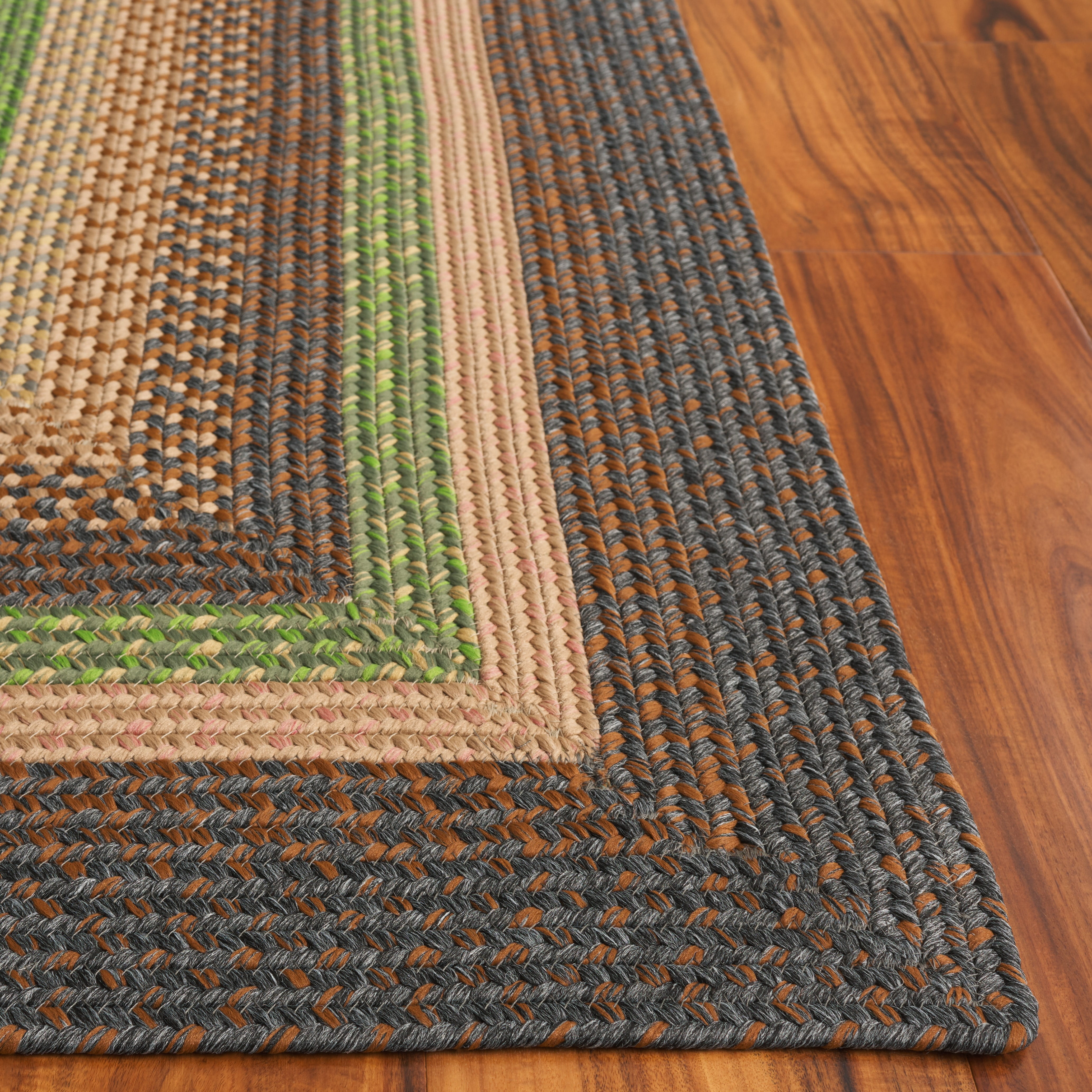 SAFAVIEH Braided Marco Bordered Machine Washable Reversible Area Rug, Brown/Green, 2' x 4' Half Moon