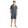 thumbnail image 4 of Vulcanodon Mens Cotton Pajama Short Set, Button Down Pajama Set for Men Plaid Men's Sleepwear(Plaid-Dark Blue, Large), 4 of 5