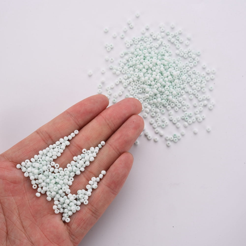 1Pound 8/0 Opaque Glass Seed Beads Round Hole Frosted Colours Round Azure 3~4x2~3mm Hole: 0.8mm 15000pcs/Pound