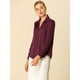 thumbnail image 4 of Camisa de trabajo Unique Bargains Vino rojo L para mujer, 4 of 6