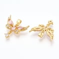 thumbnail image 2 of 10pc Brass Micro Pave Cubic Zirconia Pendants Butterfly Charms Real 18K Gold Plated 19x20x4mm Hole: 5x2.5mm, 2 of 3