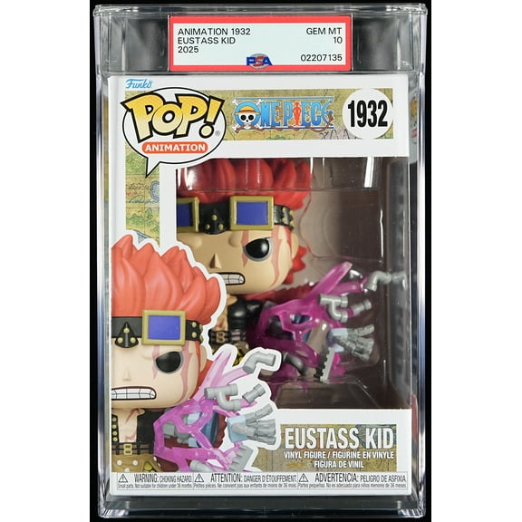 One Piece, PSA Graded 10 GEM MINT, Eustass Kid Collectible Vinyl Figure #1932, Fully Encapsulated Bundle with Compatible Funko Pop! PSA Hard Protector Case