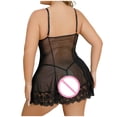 thumbnail image 6 of Puntoco Plus Size Ladies Lingerie Plus Size Lace Flowers Hollow Nightgown Dress Mesh Thong Suit Black 12(XXL), 6 of 9