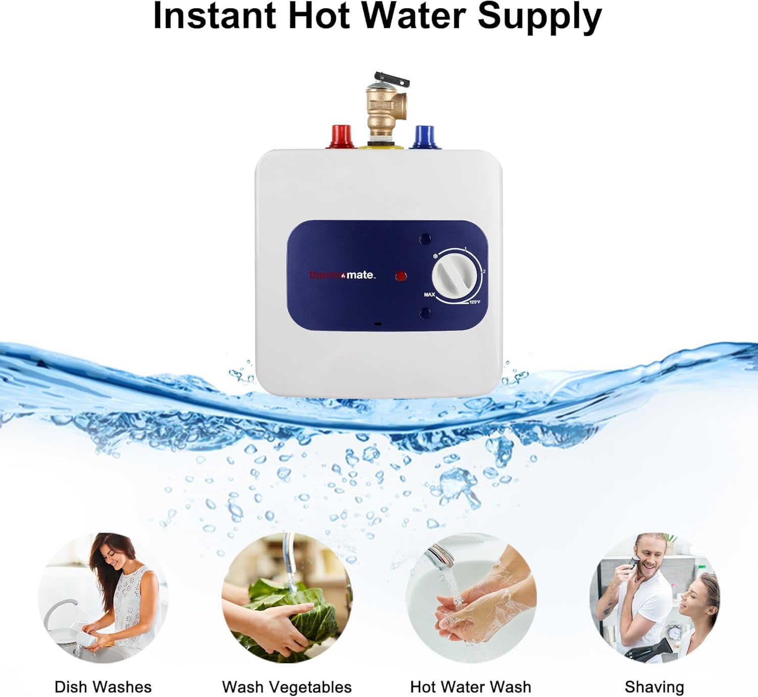 thermomate Mini Tank 1.32 Gal 1440W 120V Compact Element Point of Use Electric Water Heater,Wall or Floor Mounted,ES150,White