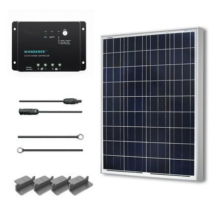 Renogy 100W 12V Solar Panel Polycrystalline Off Grid Starter Kit with Wanderer Charger Controller