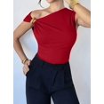 thumbnail image 5 of Women'S Off the Shoulder Tops Mental Elegant Asymmetrical Dressy Top Going Out Outfits Red L, 5 of 9